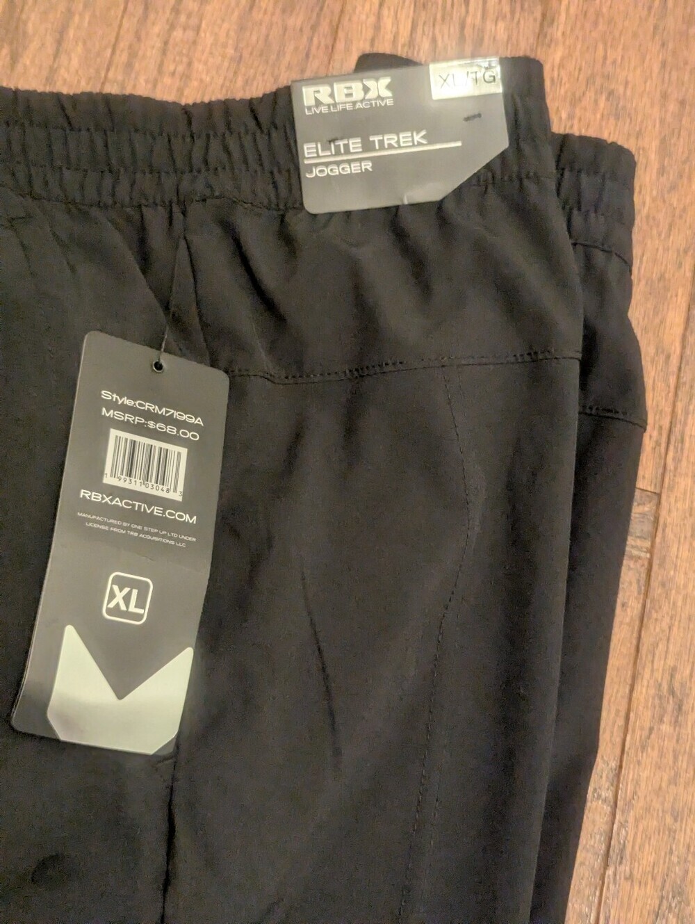RBX Black Elite Trek Joggers Pants Mens Size XL Lightweight X-dri Quick Dry - Picture 8 of 16
